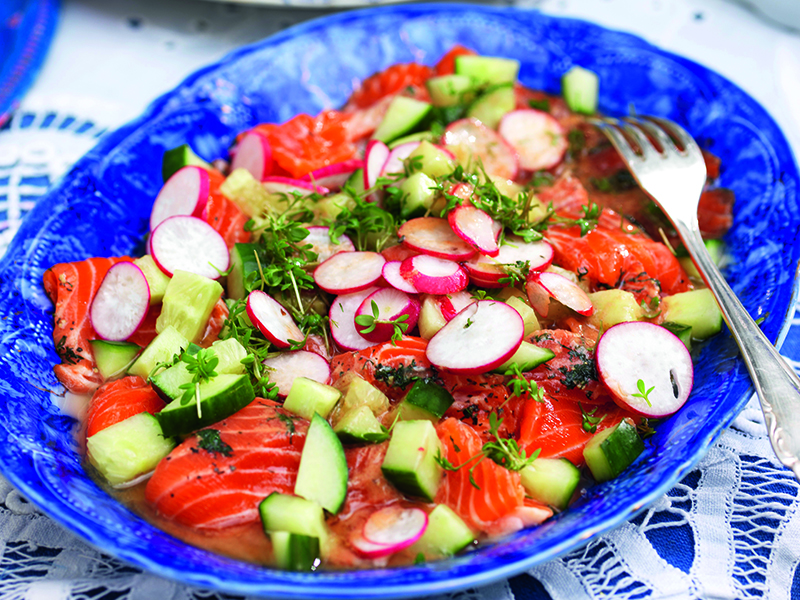 Sallad med gravad lax