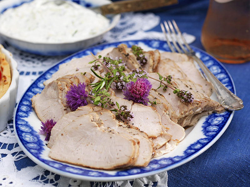 Marinerad fläskytterfile med tzatziki