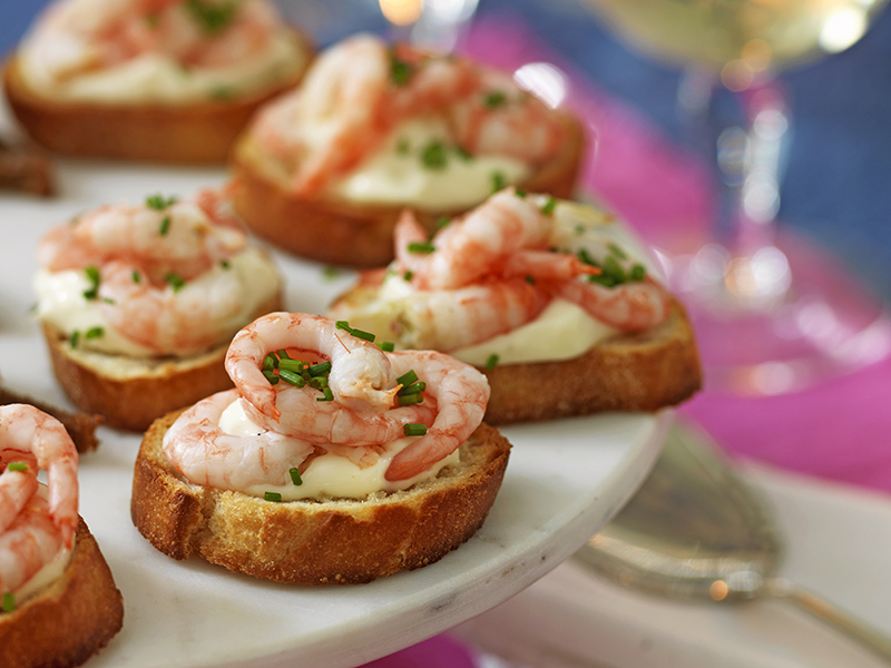 Crostini med räkor