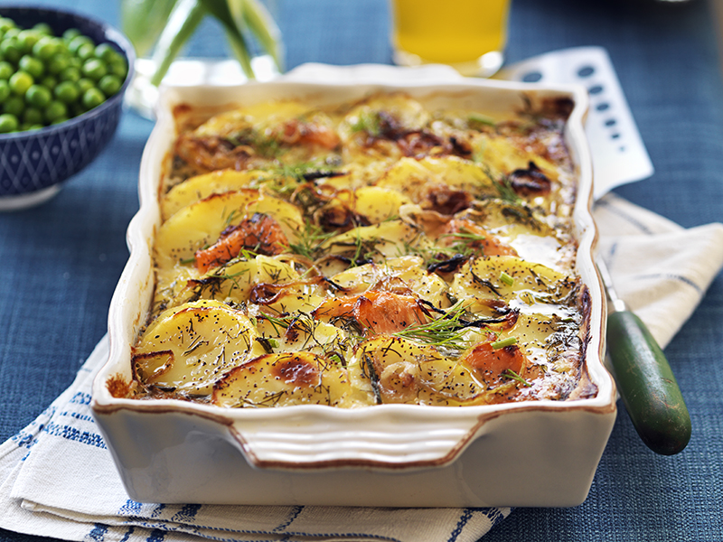 Laxpudding med skirat smör