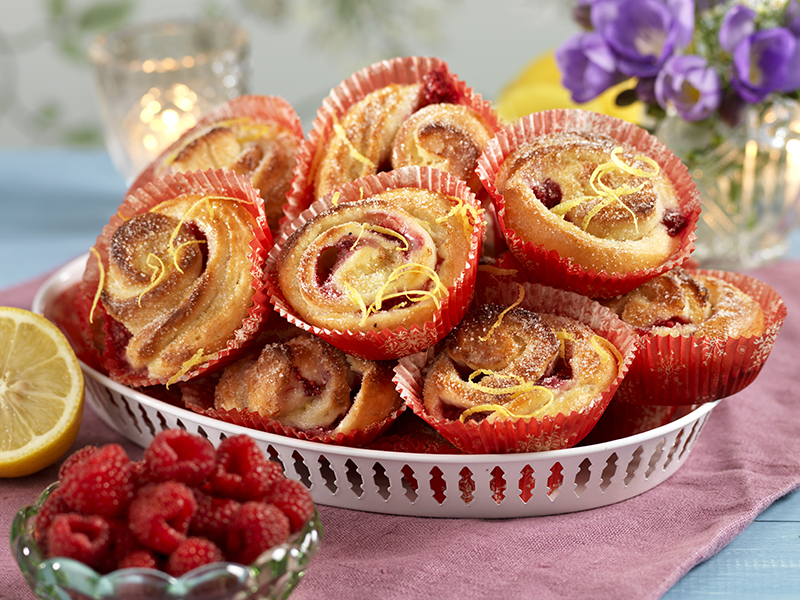 Hallon- och citronbullar