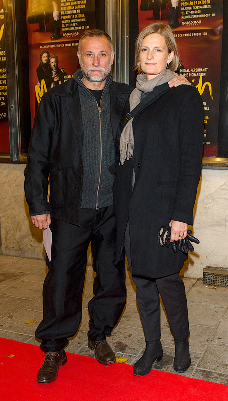 Michael Nyqvist och Catharina Nyqvist Ehrnrooth på Galapremiären av Macbeth på Maximteatern i Stockholm i november 2016.