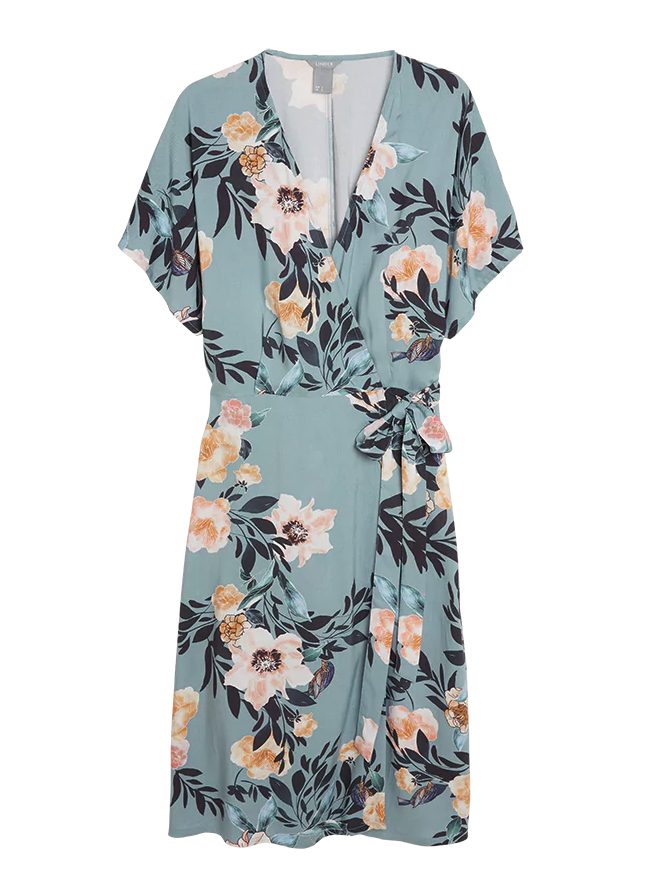 Omlottklänning med blommor