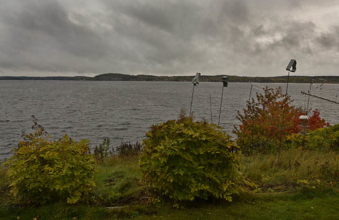 Det är inte sommar precis, snarare höst, kallt, blåst och regn. Så här ser kameran det om man står inne, håller ut kameran och trycker på knappen. Kanske stiligt på bild, men gå för all del inte ut i det här vädret.